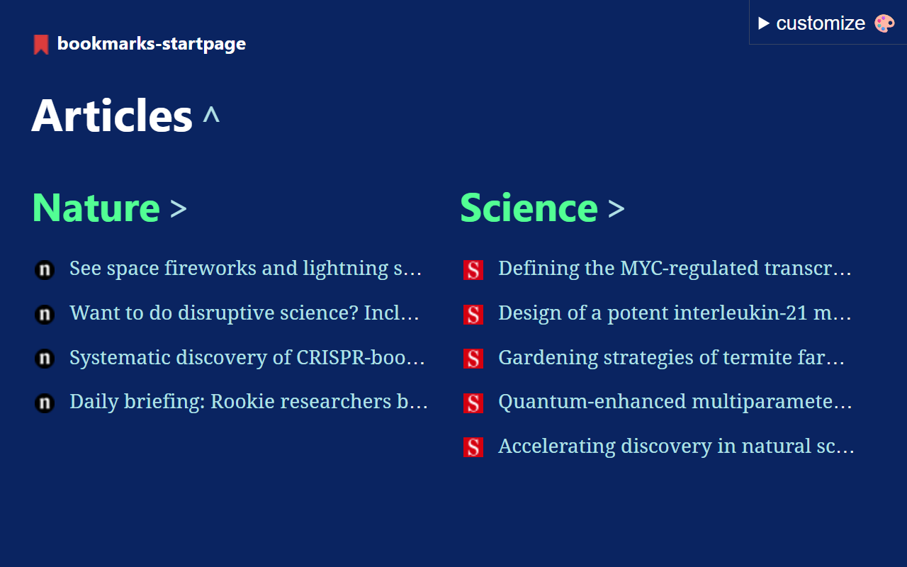 Bookmarks Startpage - 截图 2
