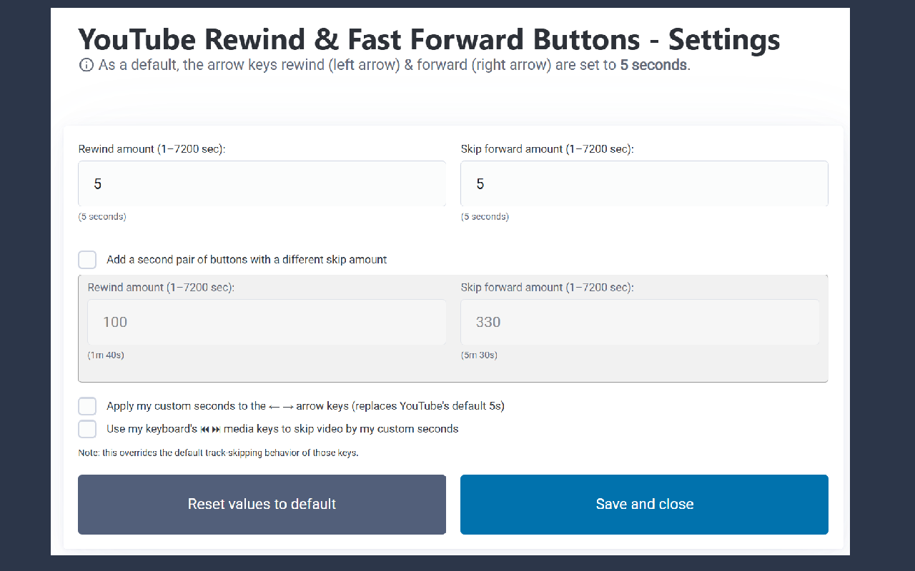 YouTube Rewind & Fast Forward Buttons - 截图 4