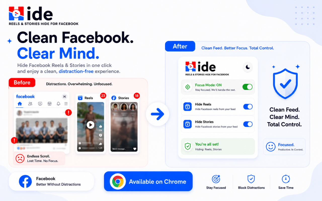 Hide Shorts, Reels & Stories for YouTube & Facebook - 截图 2
