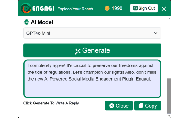 Engagi - AI for social media engagement - 截图 2
