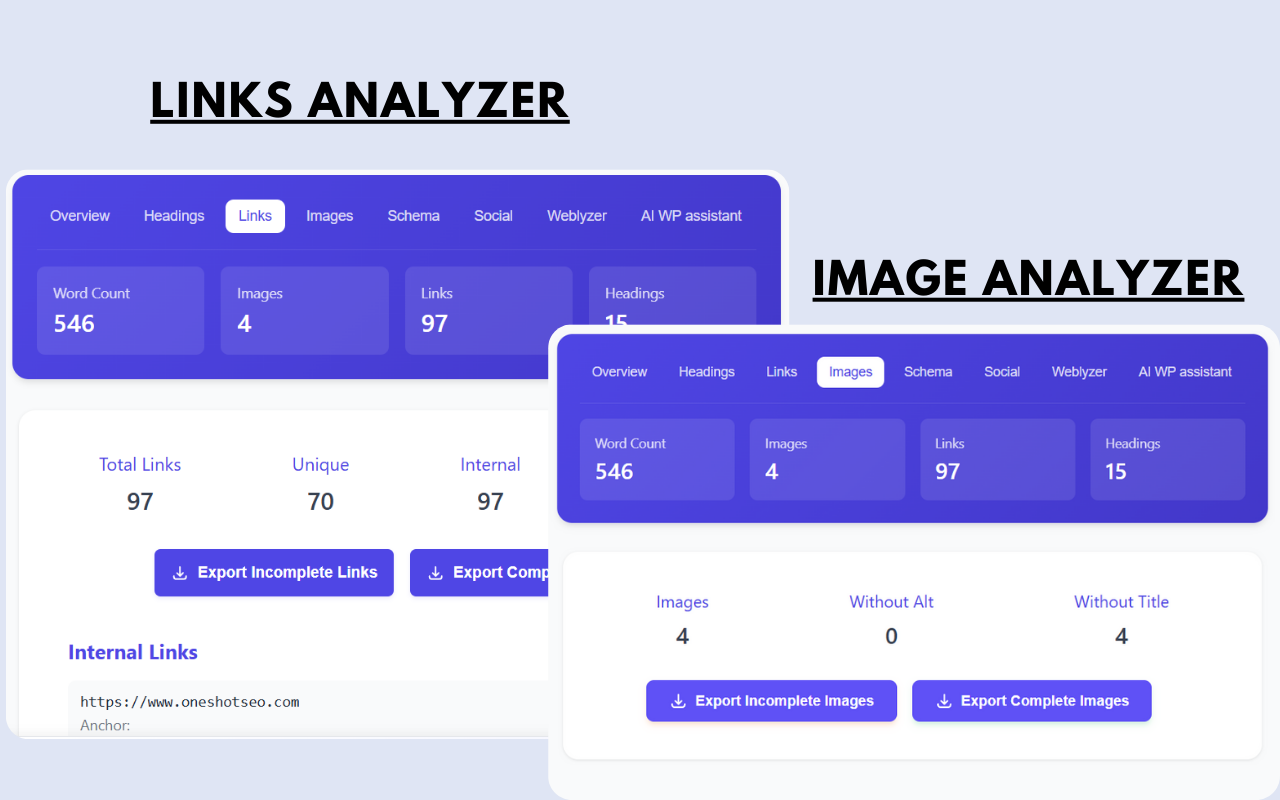 One Shot SEO: On-Page SEO Analyzer & WP Theme/Plugin Detector - 截图 3