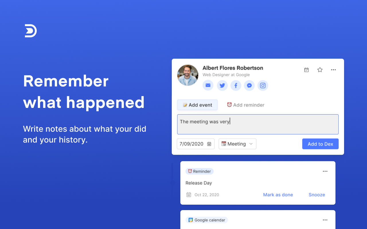 Dex for Chrome - Personal CRM and Rolodex - 截图 2