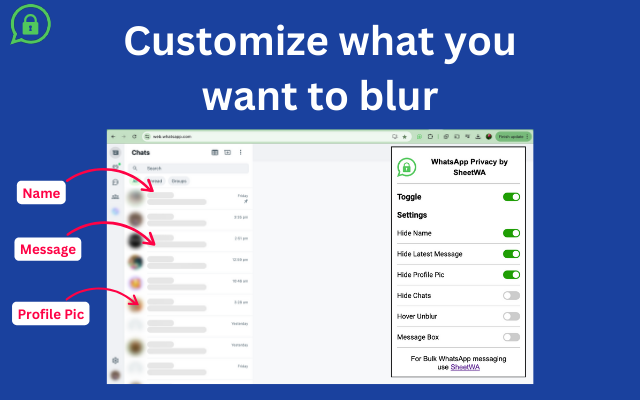 WhatsApp Web Privacy Extension by SheetWA - 截图 2