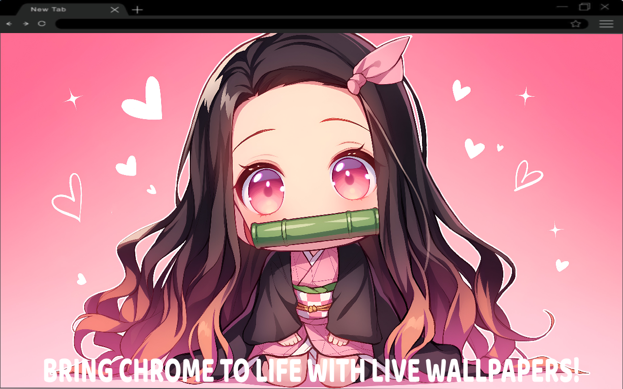 Chibi Nezuko Kamado Pink Heart Anime Live Wallpaper - 截图 3