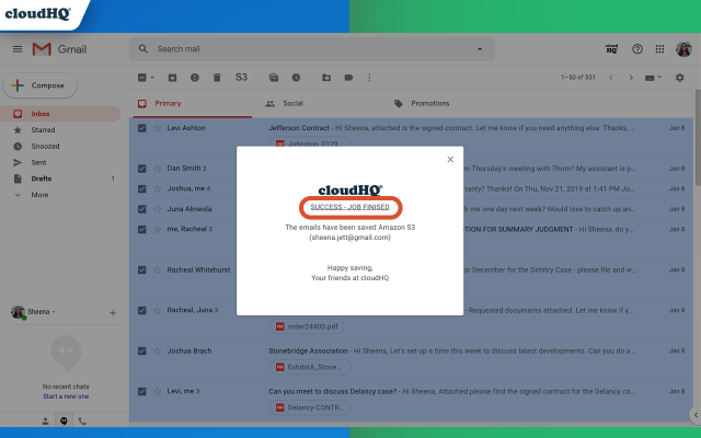 Backup Emails to AWS S3 by cloudHQ - 截图 2