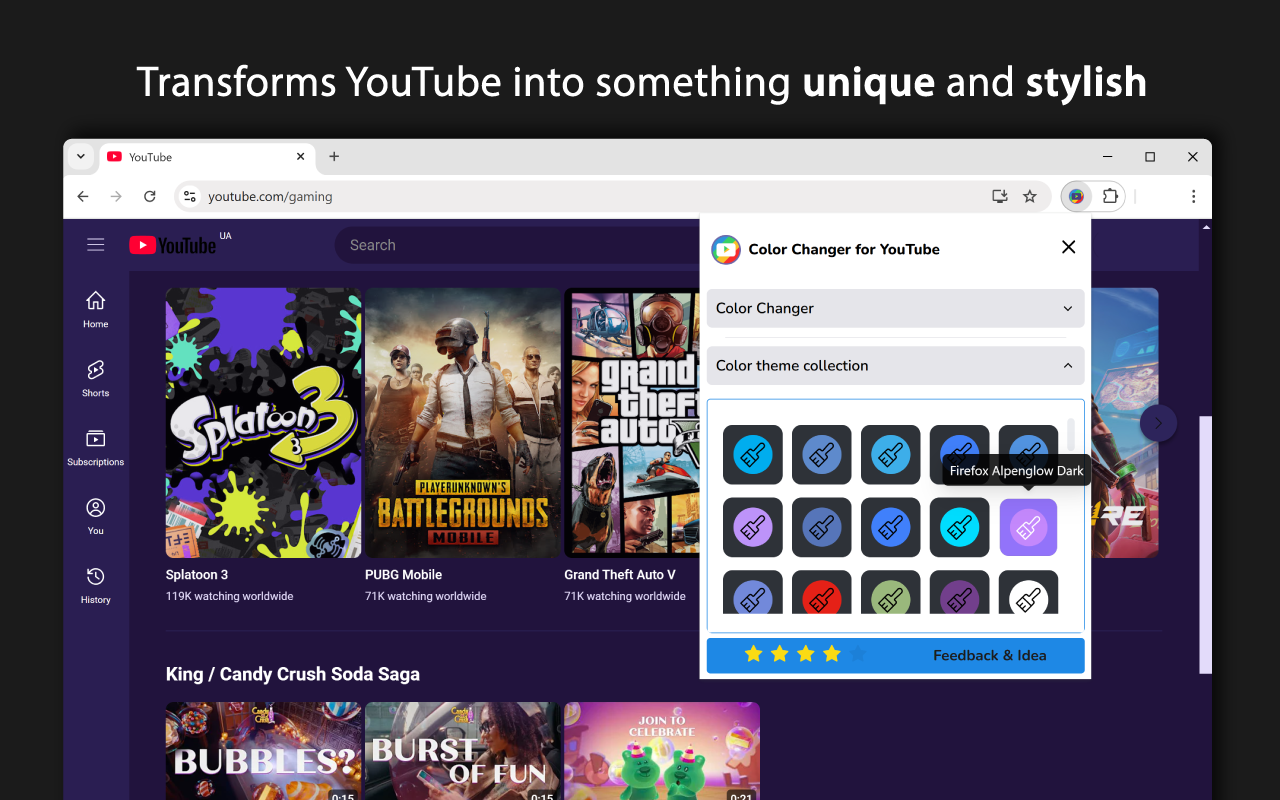 YouTube的主题和颜色更换器 - Colorize YouTube - 截图 2