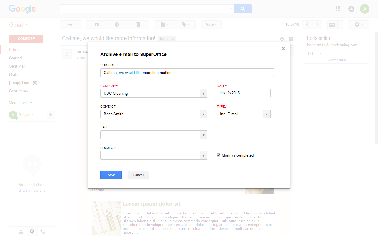 SuperOffice Gmail Link - 截图 4