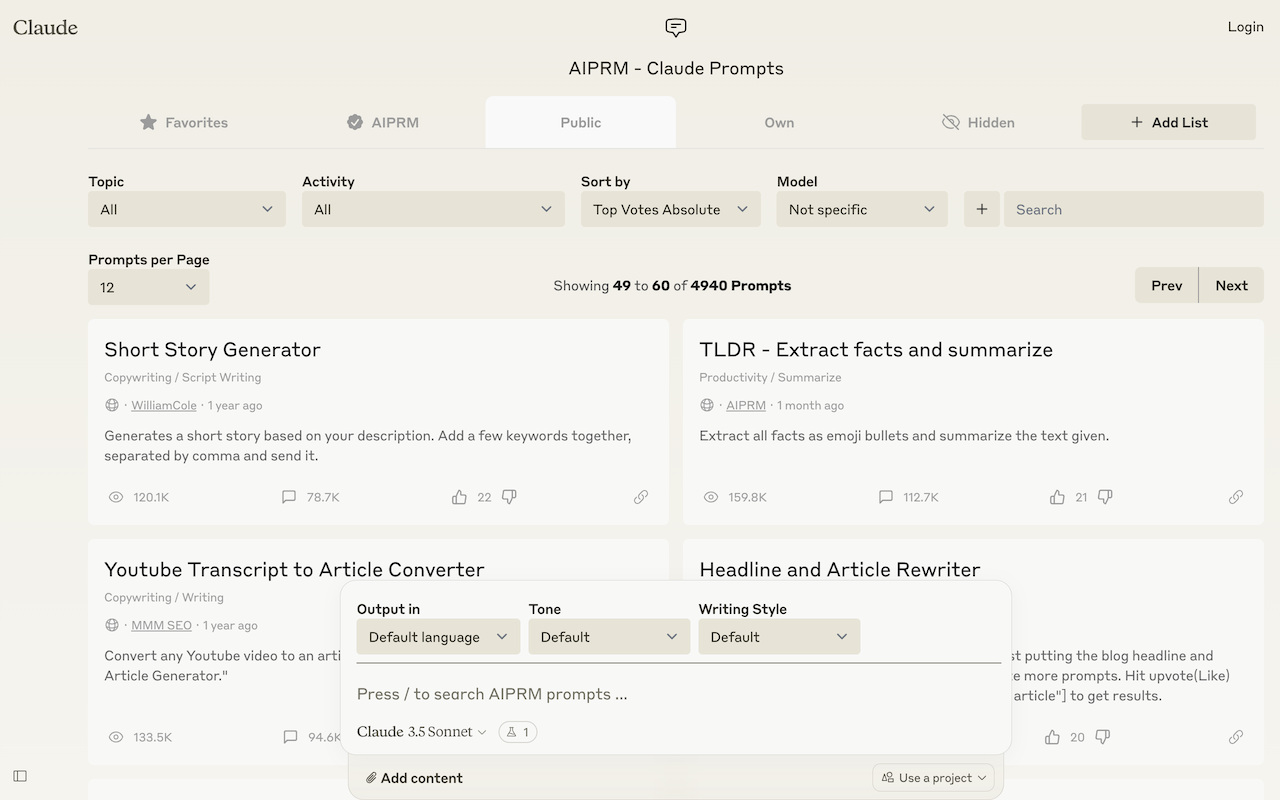 AIPRM for Claude - 截图 1