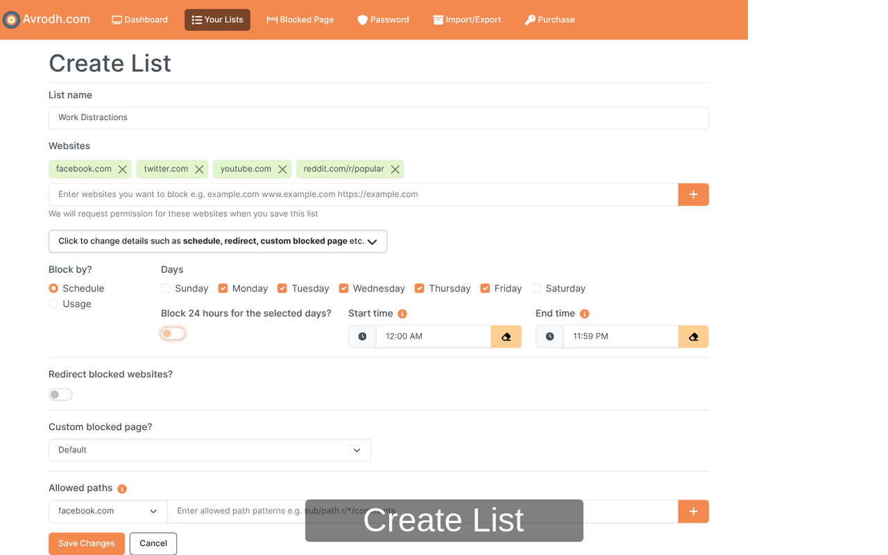 Privacy Focused Website Blocker (by Avrodh.com) - 截图 5