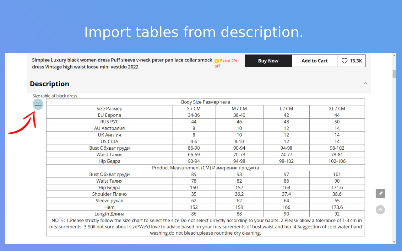 DSize: Dropship Clothing Size Chart - 截图 2