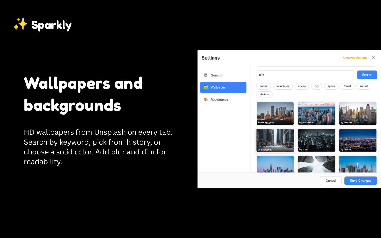 Sparkly – Beautiful & Productive New Tab - 截图 2