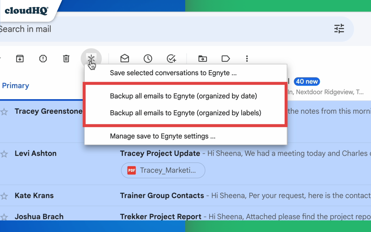 Save Emails to Egnyte by cloudHQ - 截图 3