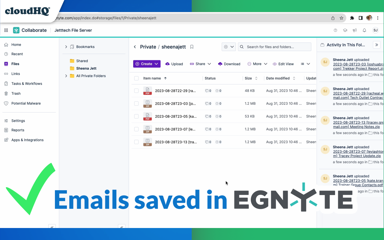 Save Emails to Egnyte by cloudHQ - 截图 4