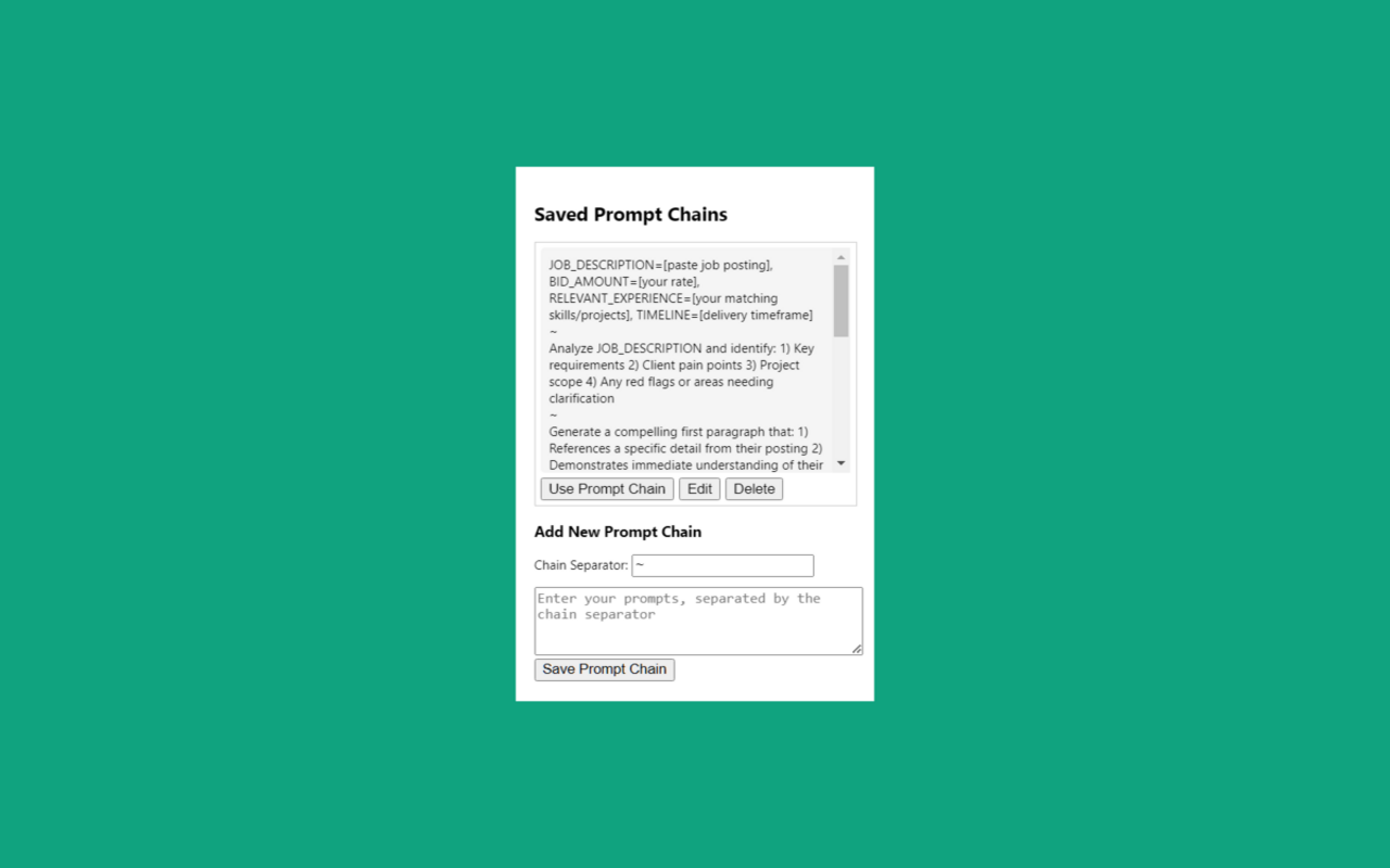 ChatGPT Chain Prompts - Free Automated Message Queue - 截图 1