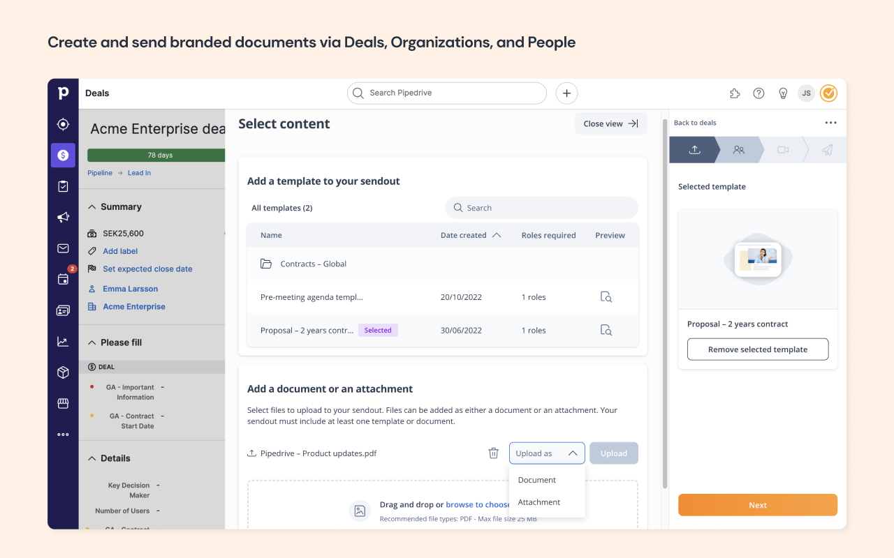 Digital Sales Room & eSignature for Pipedrive and Upsales - 截图 4