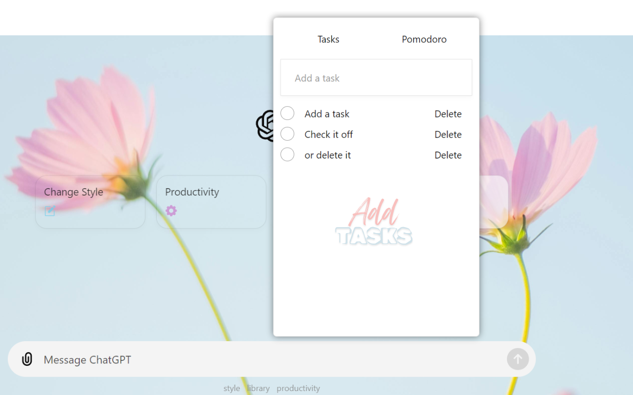 Chatsson: ChatGPT Backgrounds, To-Do, & Pomodoro - 截图 3