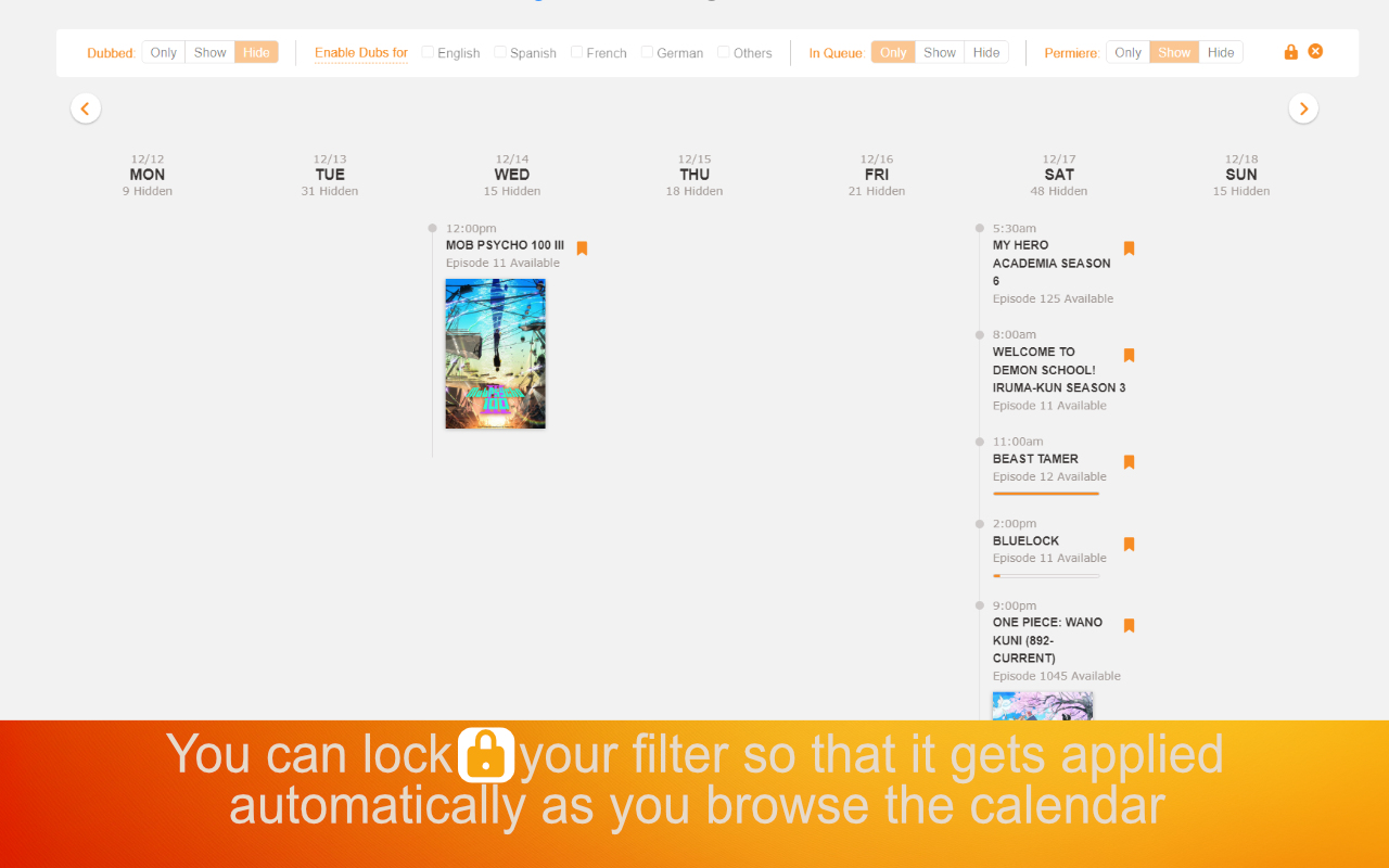 Release Calendar Filter for Crunchyroll - 截图 1