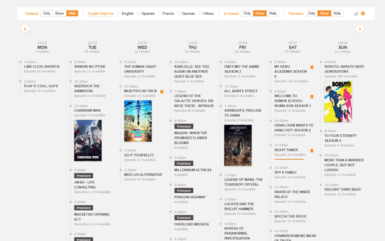 Release Calendar Filter for Crunchyroll - 截图 2