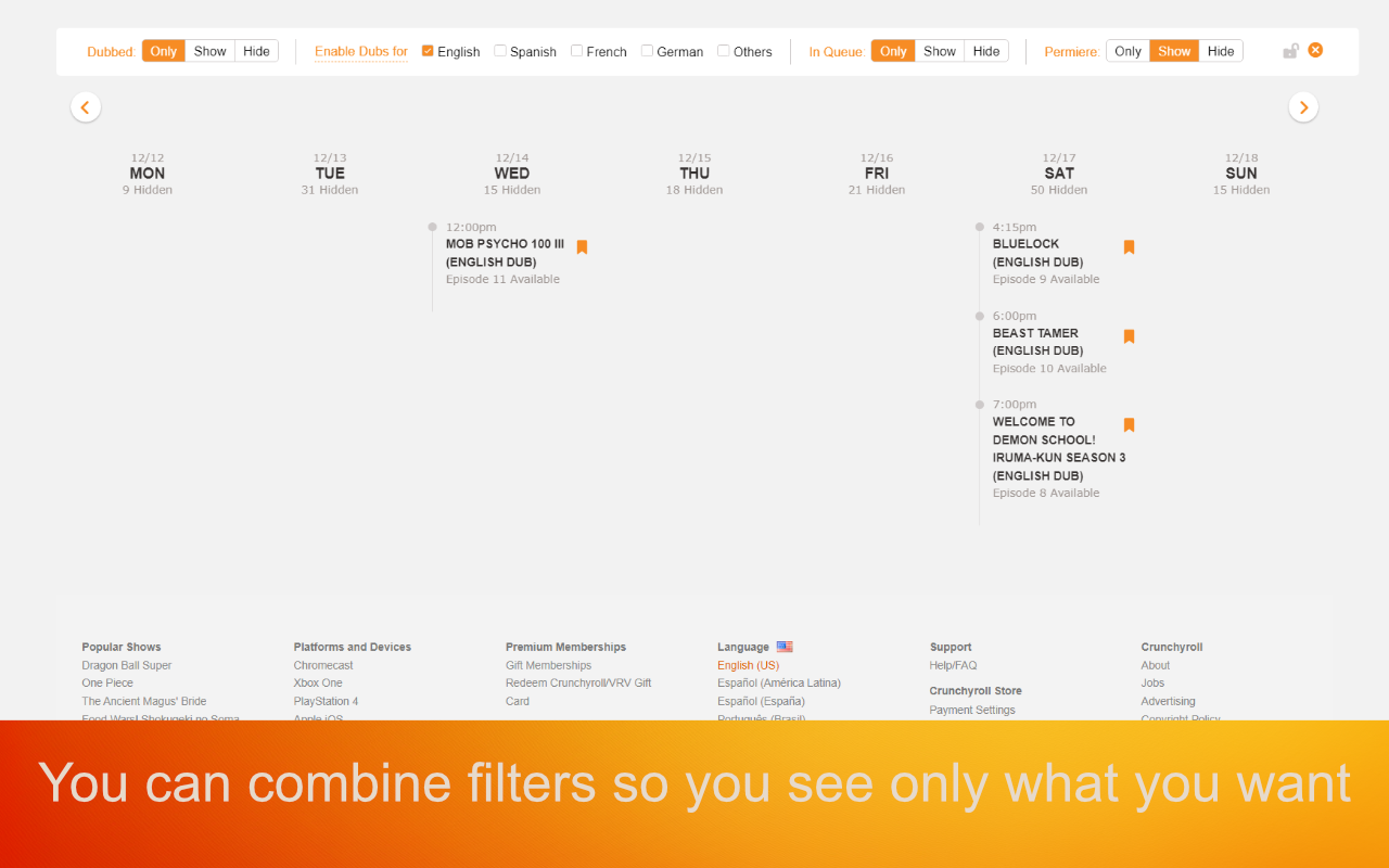 Release Calendar Filter for Crunchyroll - 截图 3