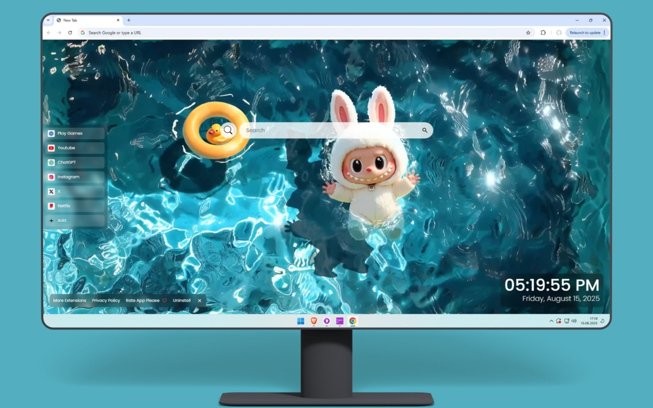 Labubu Poolside Float Live Wallpaper - 截图 1