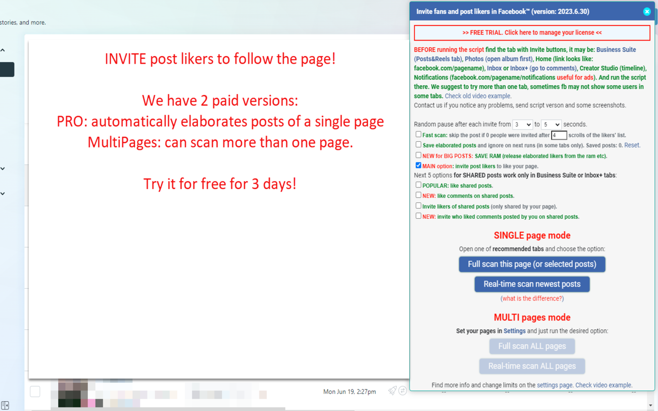 Invite fans and post likers in Facebook™ - 截图 1