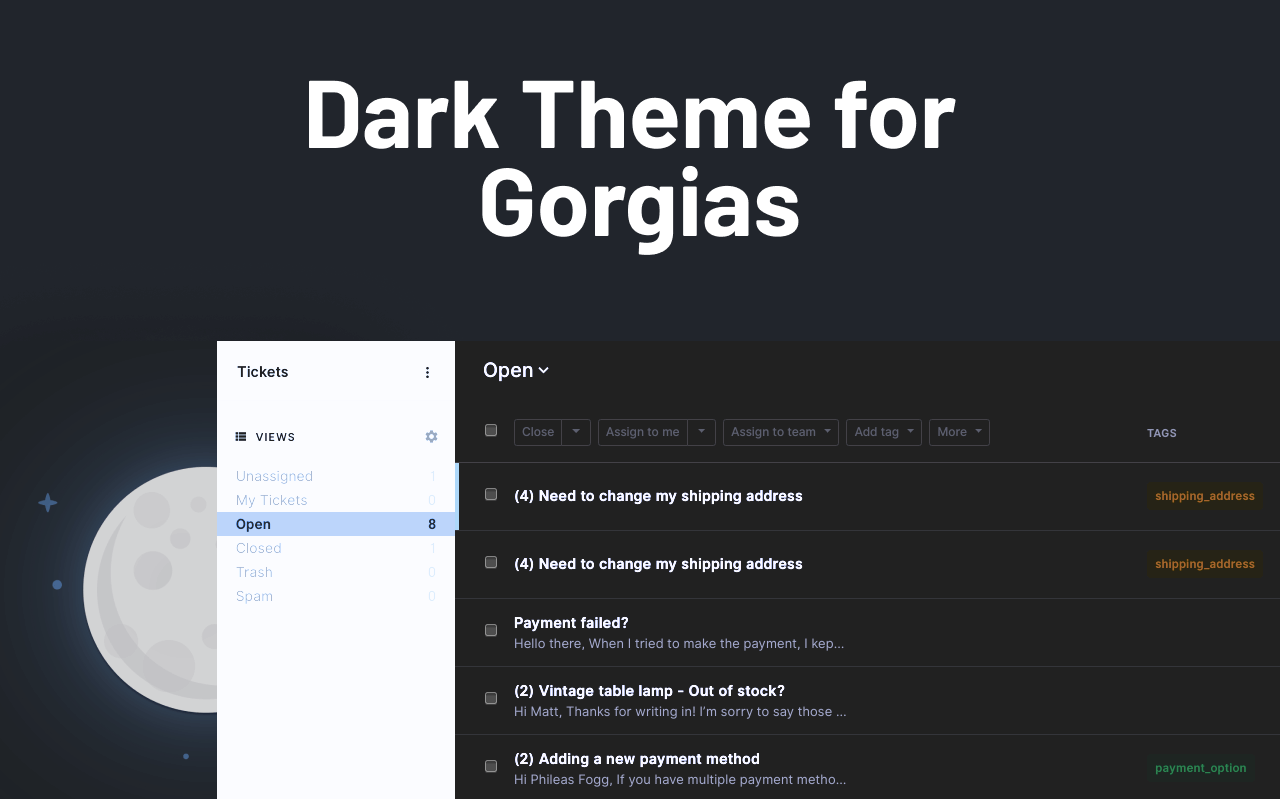 Dark mode for Gorgias - 截图 4
