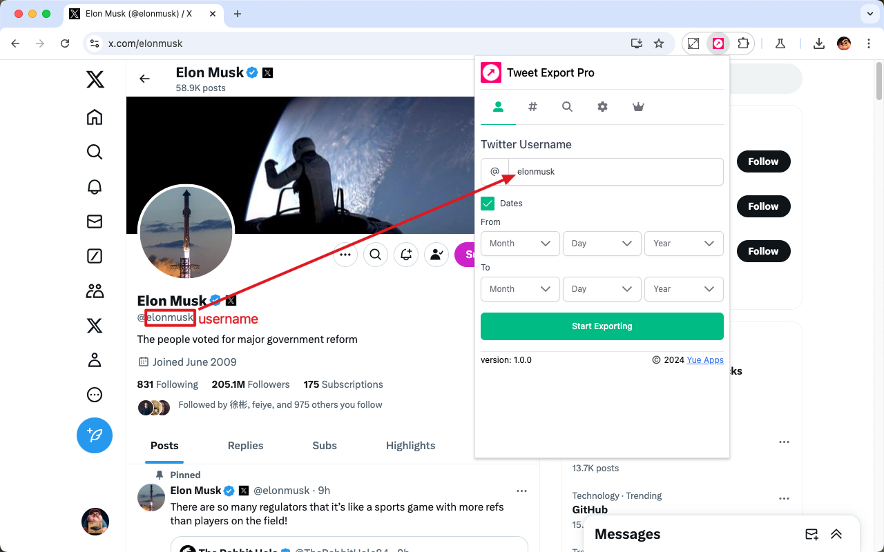 Export Tweets from User, Hashtag, and Search Term - 截图 1