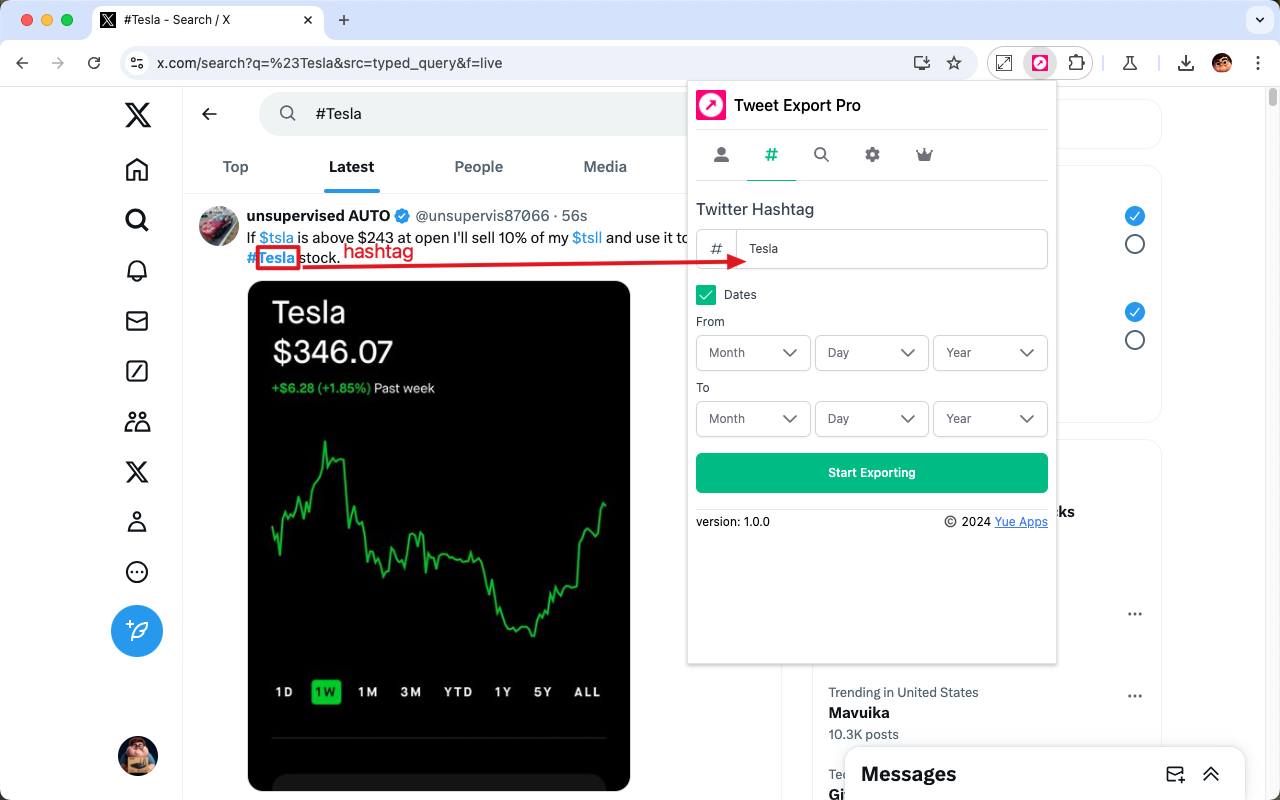 Export Tweets from User, Hashtag, and Search Term - 截图 2