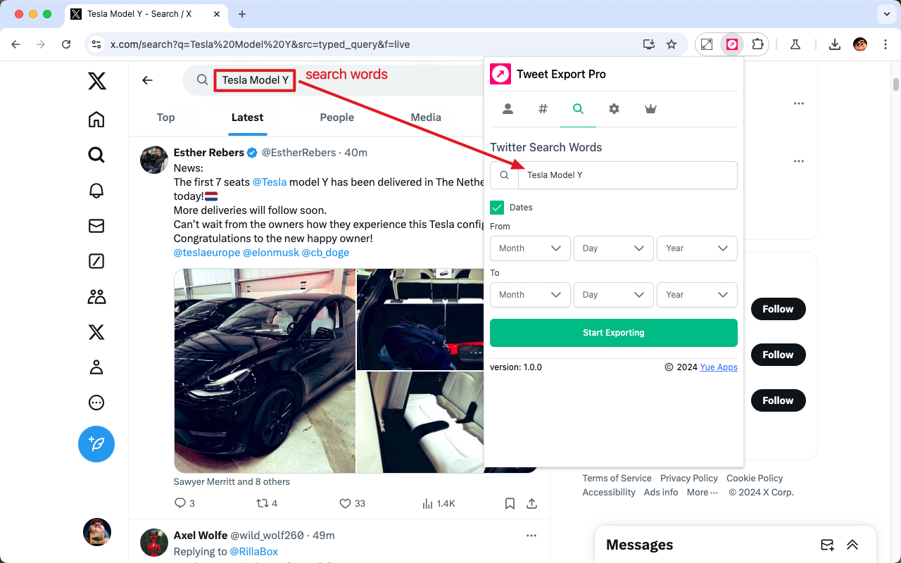 Export Tweets from User, Hashtag, and Search Term - 截图 3