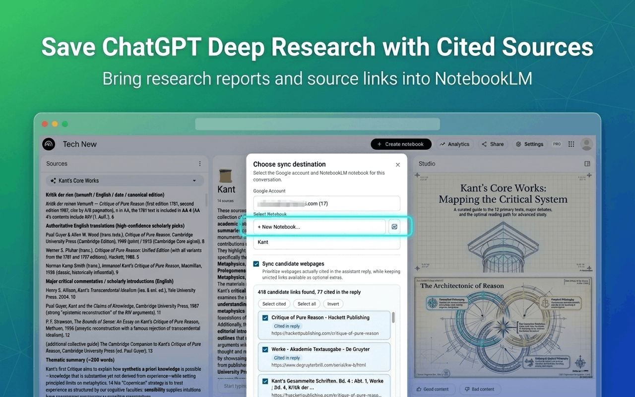 NoteKitLM for NotebookLM:图书、网页与 ChatGPT Research 更高效工作流 - 截图 5