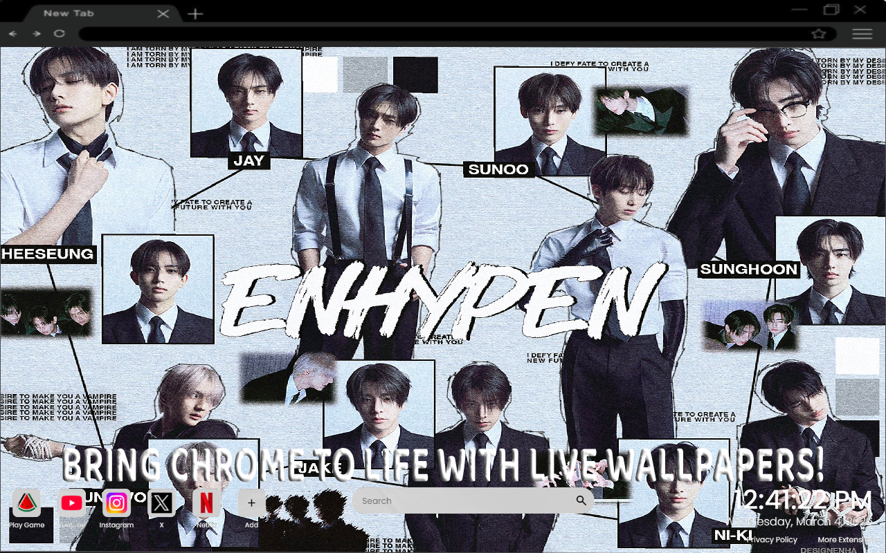 ENHYPEN Black & White Aesthetic Live Wallpaper - 截图 1