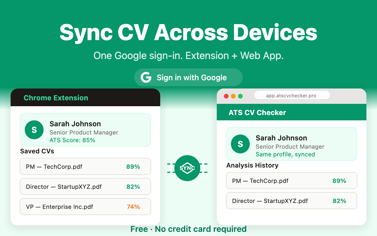 ATS CV Checker — Tailored Resume Generator & Job Match Score - 截图 5