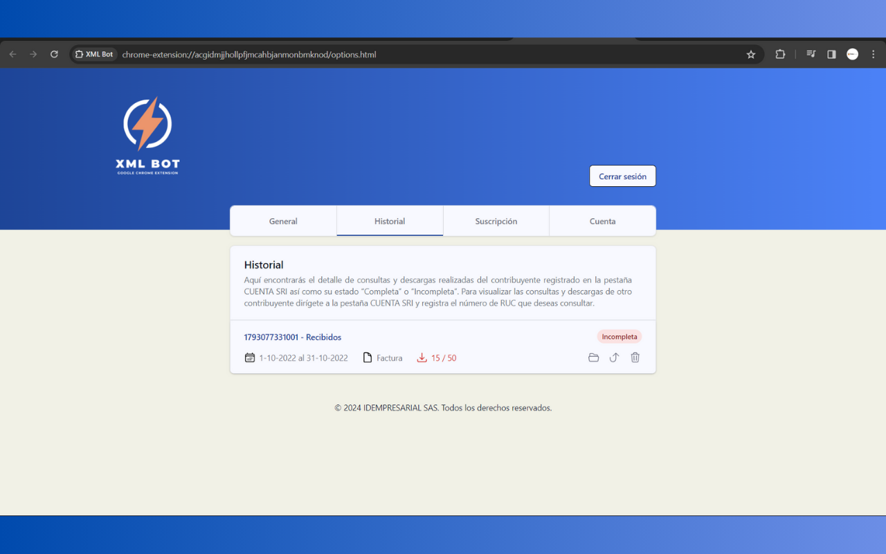 XML Manager: Descarga automática SRI - 截图 3