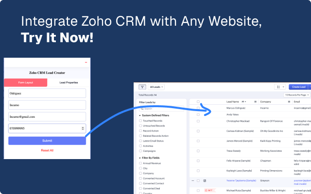 Zoho CRM Lead Integration - by Cloudshowplace - 截图 3