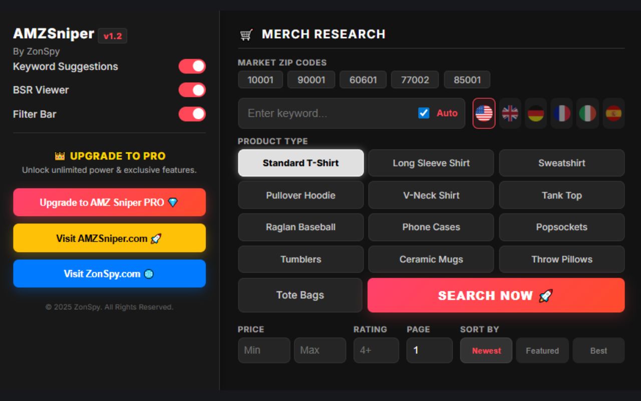 AMZSniper Free merch Amazon & kdp Quick View - 截图 4