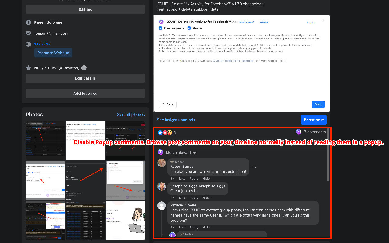 ESUIT | Anti Popup Comments for Facebook™ - 截图 1