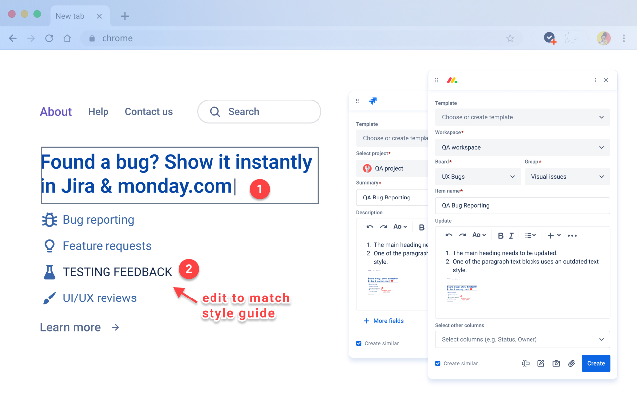 Capture in Chrome for monday.com and Jira (ex. Issue Creator) - 截图 3