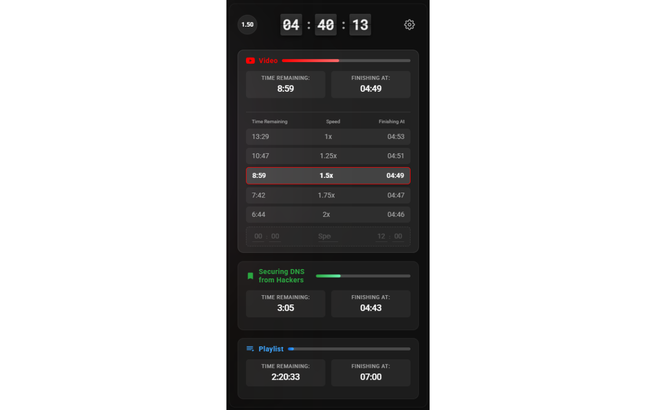 Chrono: YouTube Speed Control & Time Tracker - 截图 4