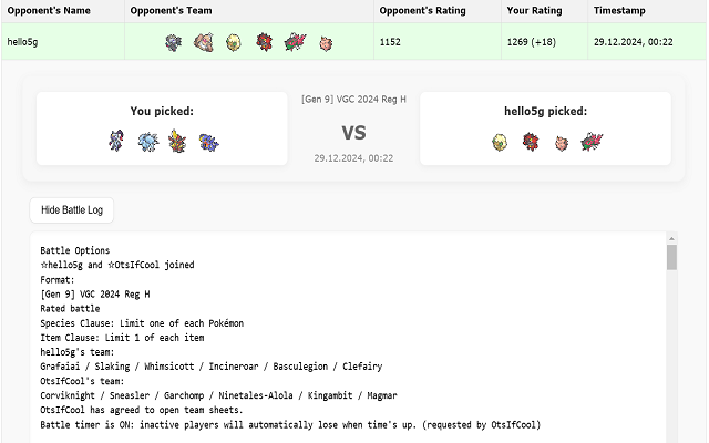 Pokémon Showdown Battle History - 截图 3