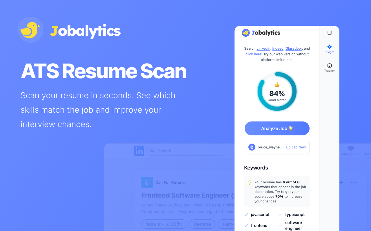 Jobalytics - ATS Resume Checker & Job Tracker - 截图 1