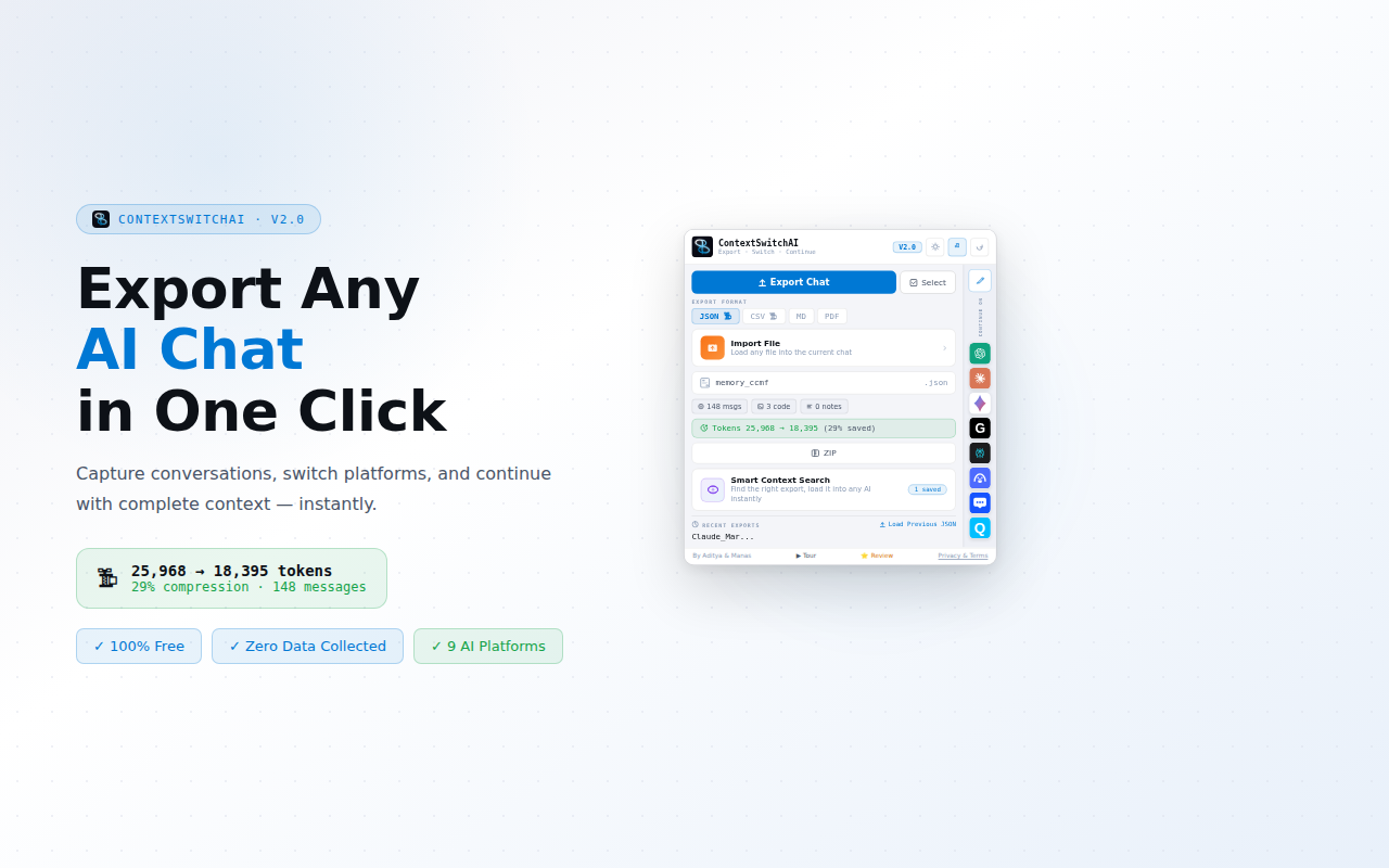 AI Chat Exporter: Transfer, Save & Continue ChatGPT, Claude, Gemini & More - 截图 3