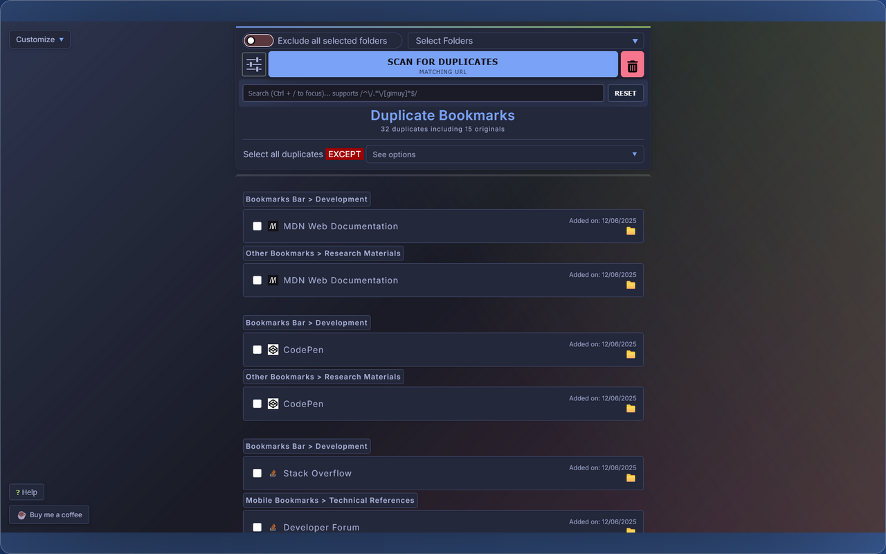 Quick Duplicate Bookmarks Finder - 截图 1