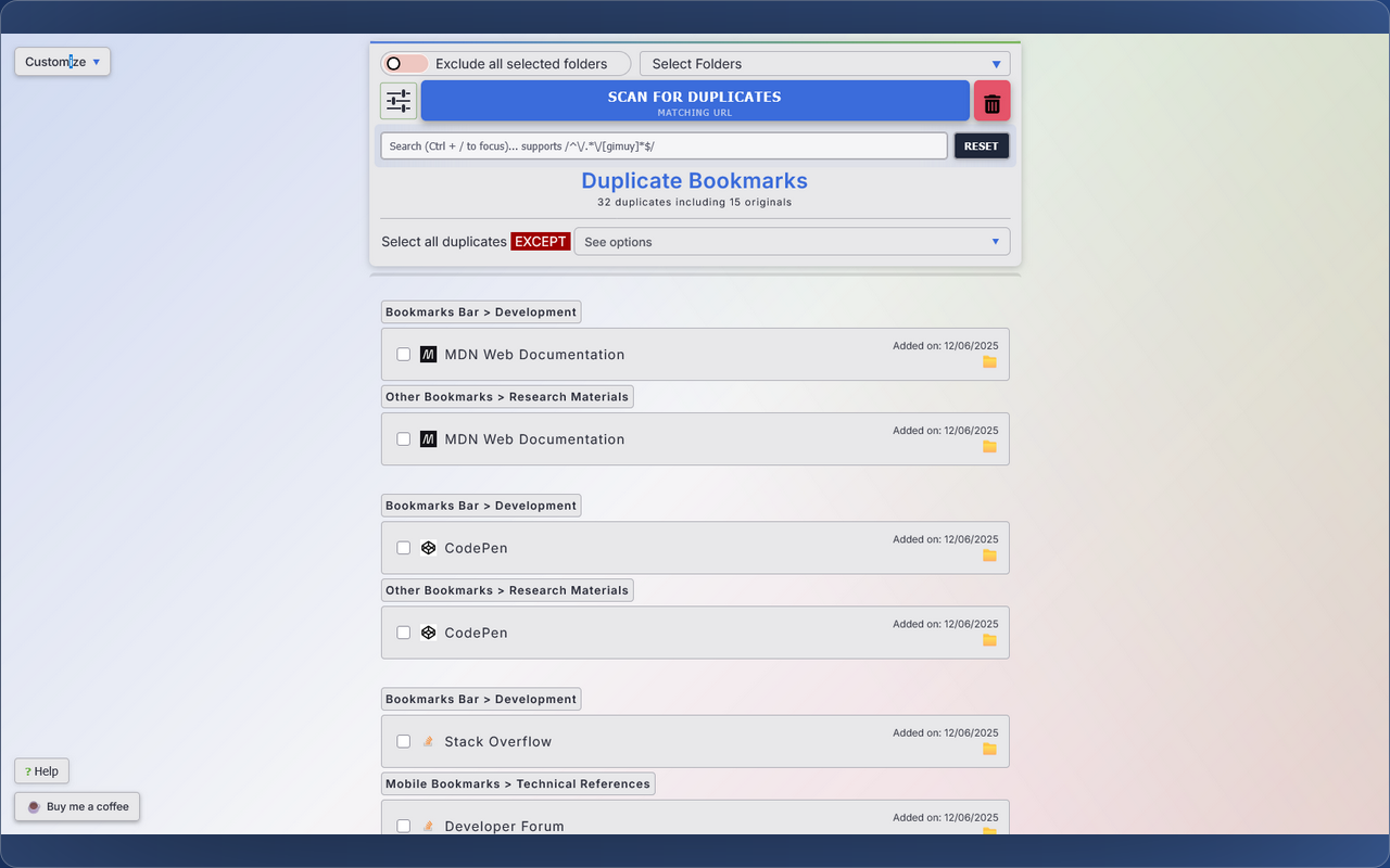 Quick Duplicate Bookmarks Finder - 截图 2