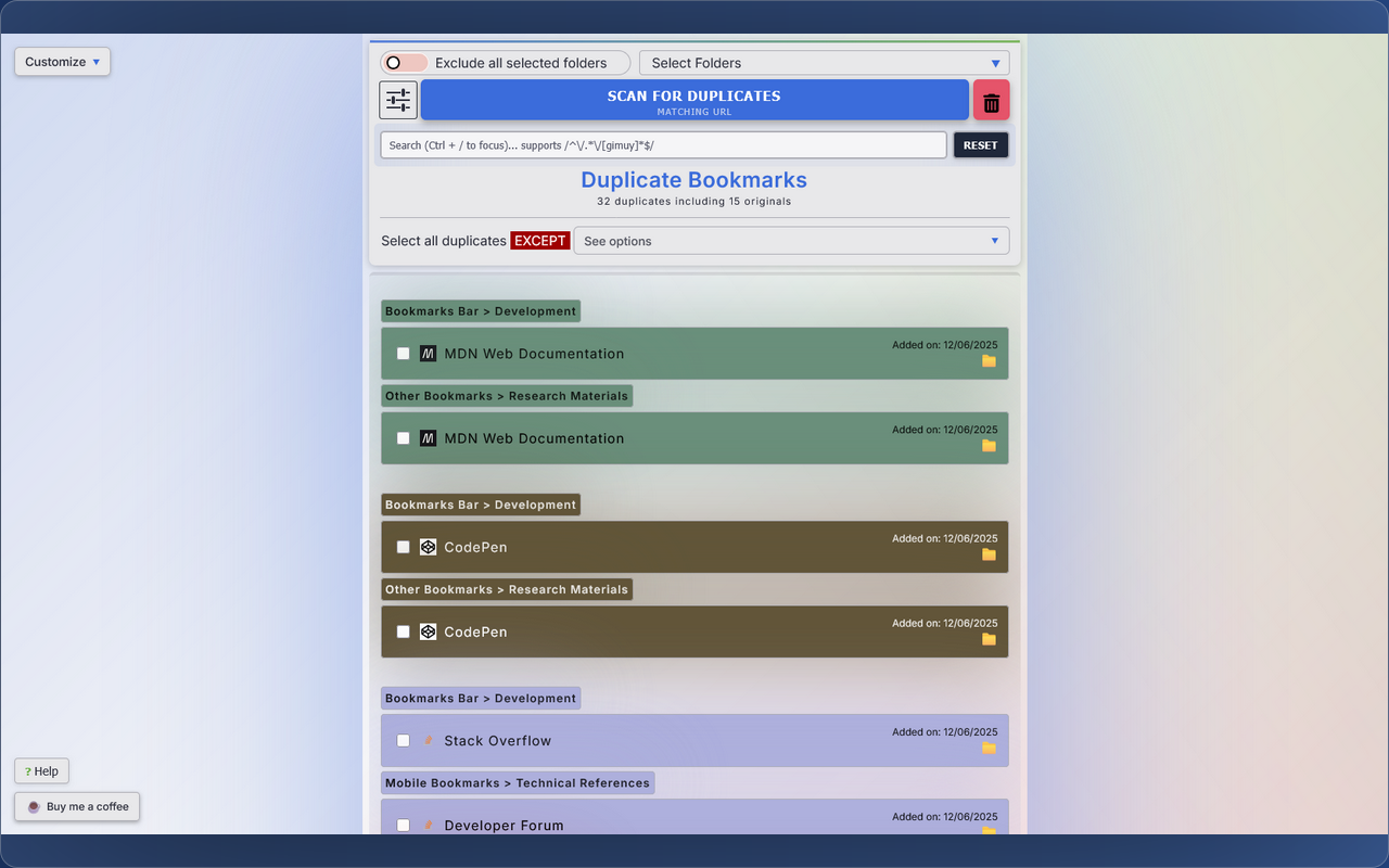 Quick Duplicate Bookmarks Finder - 截图 3