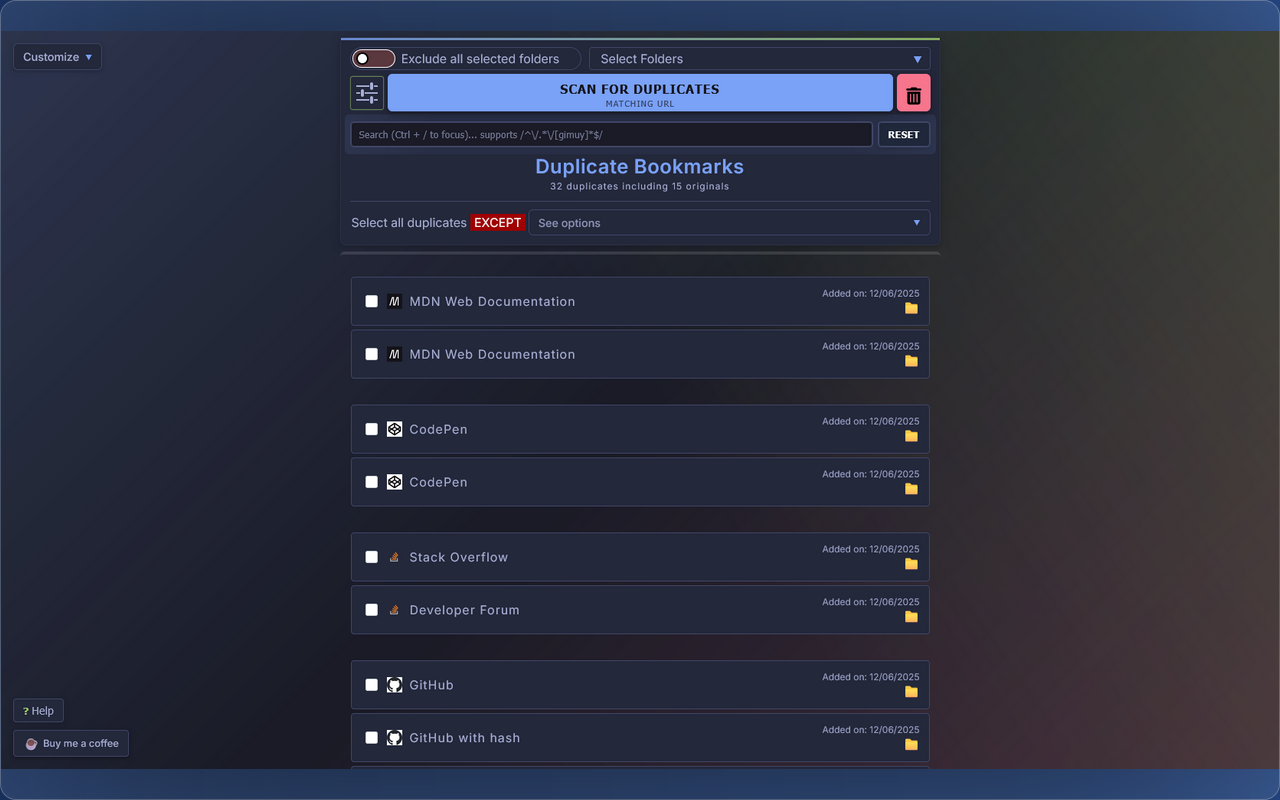 Quick Duplicate Bookmarks Finder - 截图 5