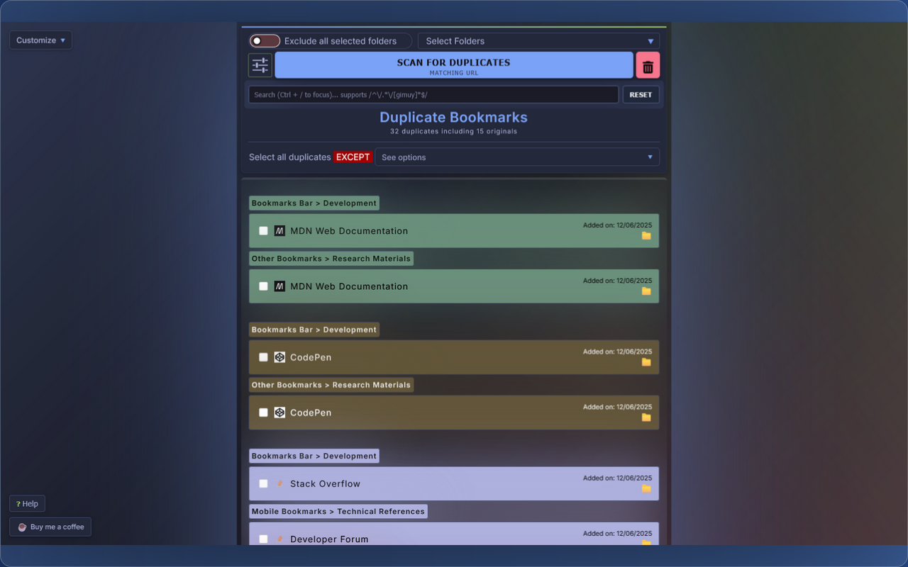 Quick Duplicate Bookmarks Finder - 截图 6