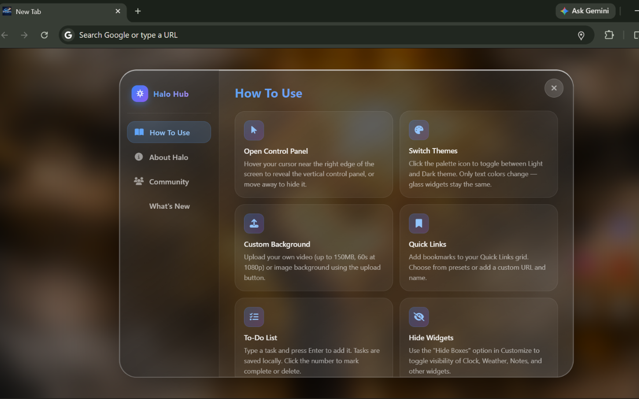 Halo New Tab Dashboard - 截图 1