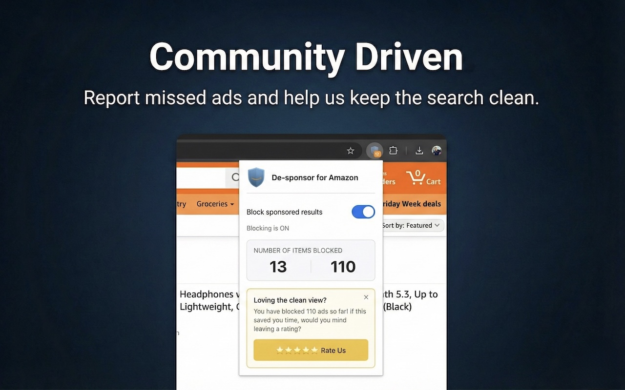 De-Sponsor for Amazon: Free, open source ad blocker for Amazon Search - 截图 3