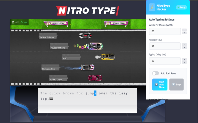 NitroType Hacker - 截图 1