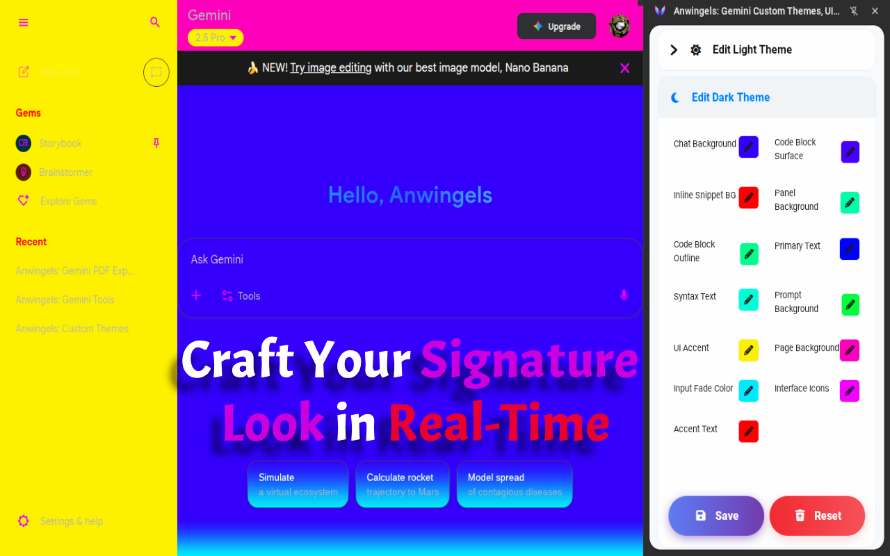 Anwingels: Premium Themes, Live Editor & Export Gemini 3 Chat to PDF - 截图 3